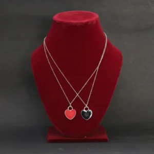 Couple Heart Pendant Necklace Set for Women & Girls