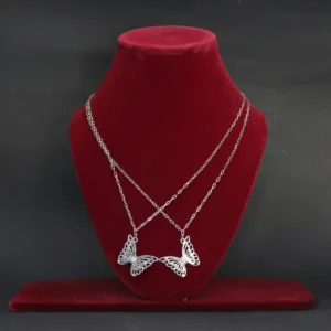 Elegant Butterfly Couple Pendant Necklace Set for Women