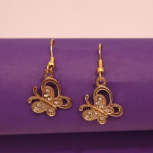 Gold Butterfly Crystal Earrings for Women