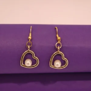 Elegant Heart Pearl Drop Earrings for Women