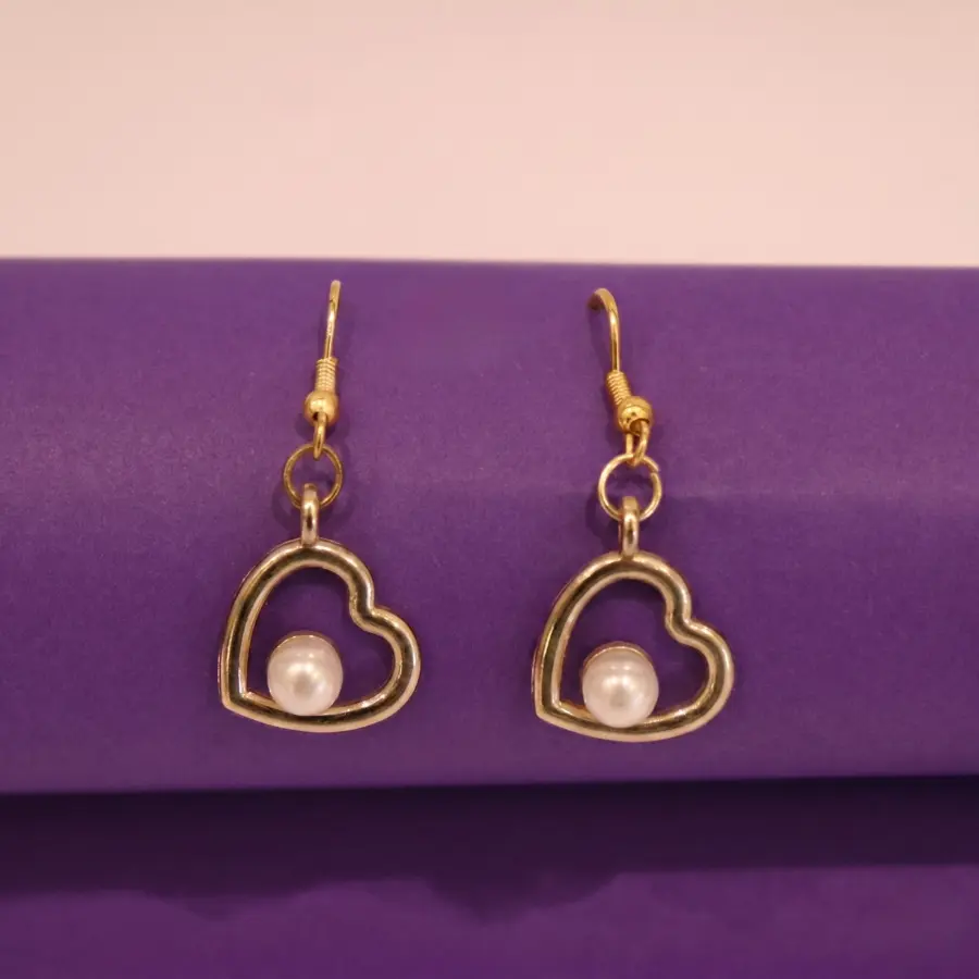 Elegant Heart Pearl Drop Earrings for Women Elegant Heart Pearl Drop Earrings for Women