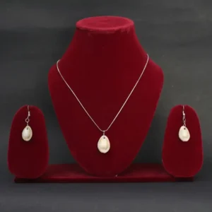 elegant pearl drop necklace & earrings set