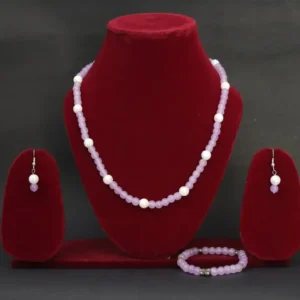 Lavender Pearl Beaded Jewelry Set for Women