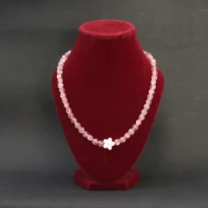 Pink Crystal Flower Necklace for Women
