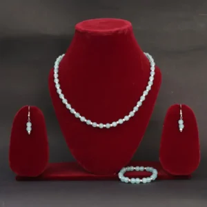 Sky Blue Beaded Jewelry Set for Women