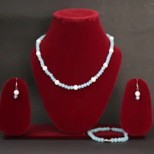Sky Blue & Pearl Beaded Jewelry Set for Women