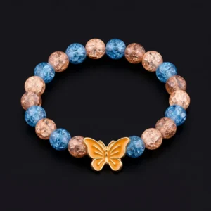 blue crackle glass butterfly bracelet