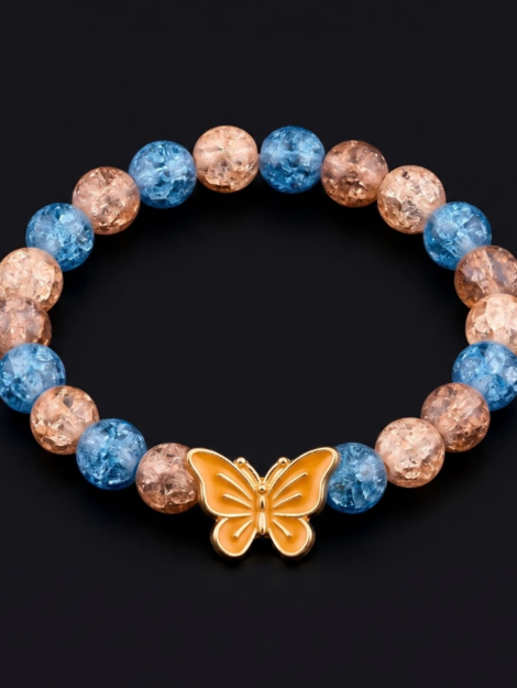 blue crackle glass butterfly bracelet