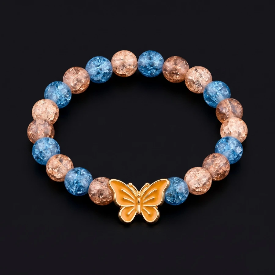 blue crackle glass butterfly bracelet blue crackle glass butterfly bracelet