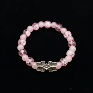 blush pink double butterfly beaded bracelet