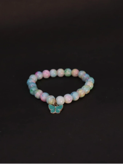 colorful pastel butterfly beaded bracelet