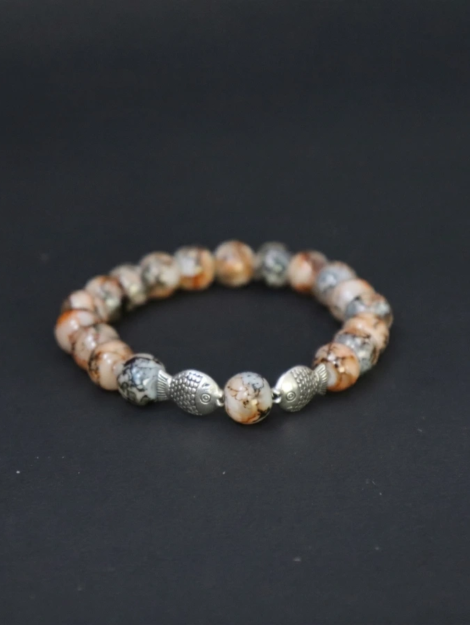 dual silver fish marbled bracelet