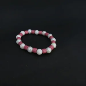 pink & iridescent pearl stretch bracelet