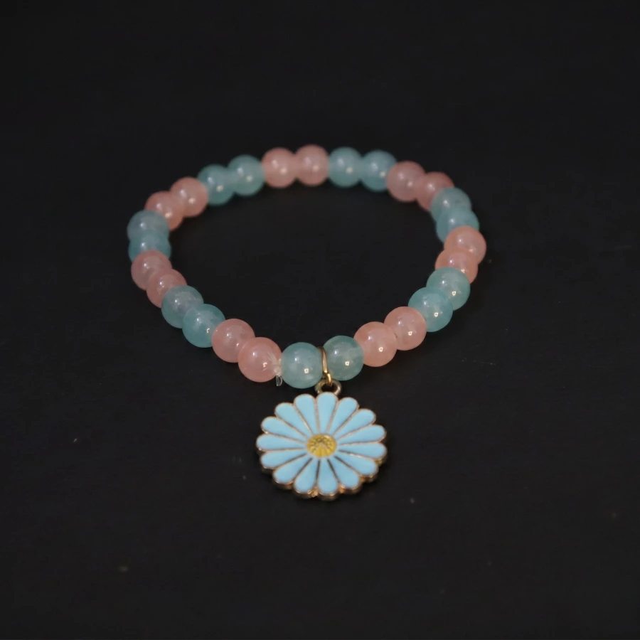 pink and blue daisy beaded bracelet pink and blue daisy beaded bracelet