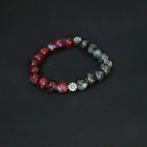 red & obsidian beaded bracelet