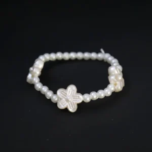 white pearl bead flower bracelet